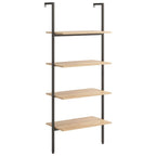 Scaffale Pendente 4 Livelli Marrone Chiaro e Nero 64x35x152,5cm