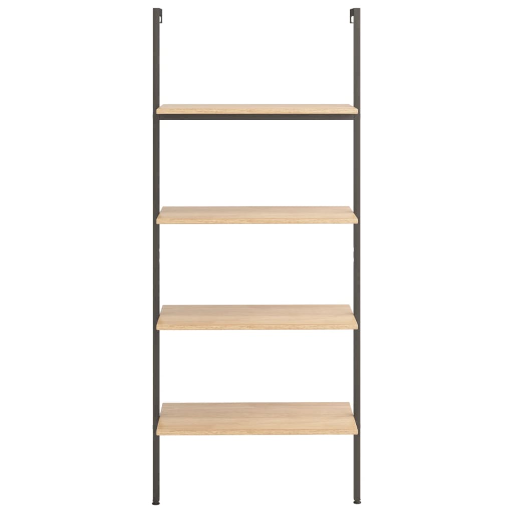 Scaffale Pendente 4 Livelli Marrone Chiaro e Nero 64x35x152,5cm