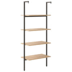 Scaffale Pendente 4 Livelli Marrone Chiaro e Nero 64x35x152,5cm