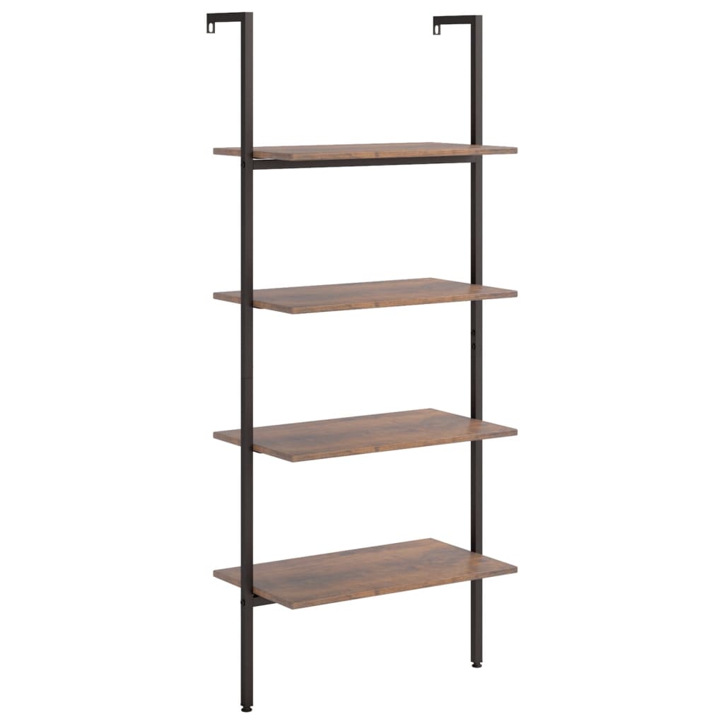 Scaffale Pendente 4 Livelli Marrone Scuro e Nero 64x35x152,5 cm