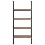Scaffale Pendente 4 Livelli Marrone Scuro e Nero 64x35x152,5 cm