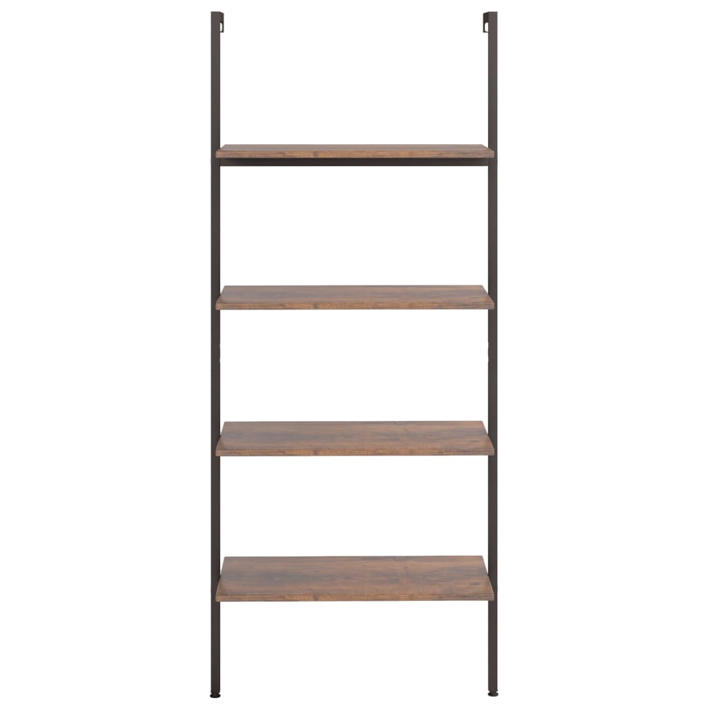 Scaffale Pendente 4 Livelli Marrone Scuro e Nero 64x35x152,5 cm