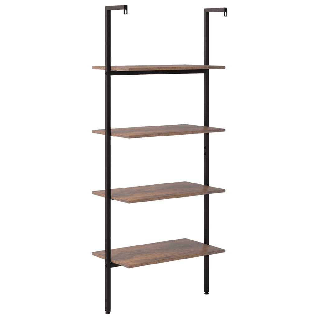Scaffale Pendente 4 Livelli Marrone Scuro e Nero 64x35x152,5 cm