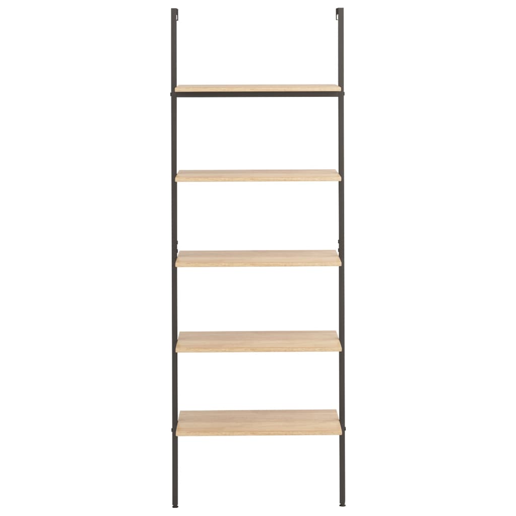 Scaffale Pendente 5 Ripiani Marrone Chiaro e Nero 64x35x185 cm