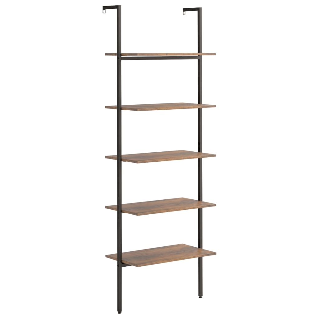 Scaffale Pendente 5 Livelli Marrone Scuro e Nero 64x35x185 cm