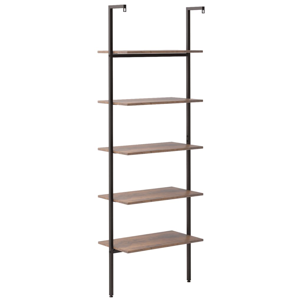 Scaffale Pendente 5 Livelli Marrone Scuro e Nero 64x35x185 cm
