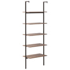 Scaffale Pendente 5 Livelli Marrone Scuro e Nero 64x35x185 cm