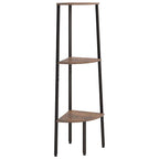 Scaffale Angolare 3 Livelli Marrone Scuro Nero 45,5x31,5x120cm
