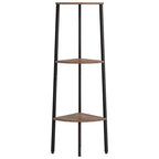 Scaffale Angolare 3 Livelli Marrone Scuro Nero 45,5x31,5x120cm