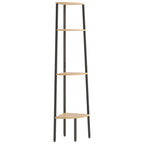 Scaffale angolare a 4 ripiani marrone chiaro e nero 45,5x31,5x150 cm
