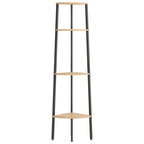 Scaffale angolare a 4 ripiani marrone chiaro e nero 45,5x31,5x150 cm