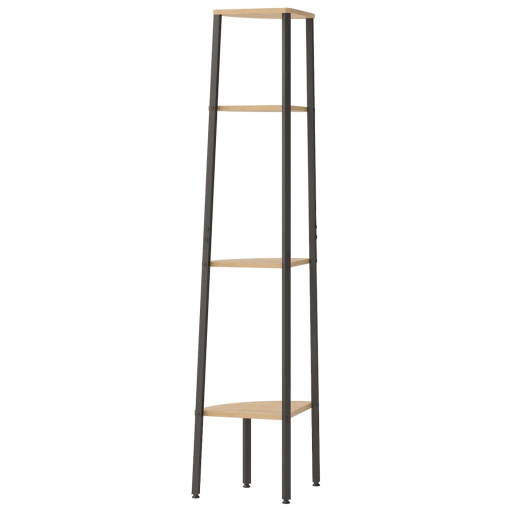 Scaffale angolare a 4 ripiani marrone chiaro e nero 45,5x31,5x150 cm
