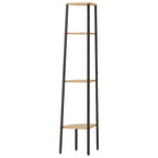 Scaffale angolare a 4 ripiani marrone chiaro e nero 45,5x31,5x150 cm