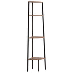 Scaffale angolare a 4 ripiani marrone scuro e nero 45,5x31,5x150 cm
