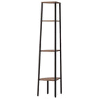 Scaffale angolare a 4 ripiani marrone scuro e nero 45,5x31,5x150 cm
