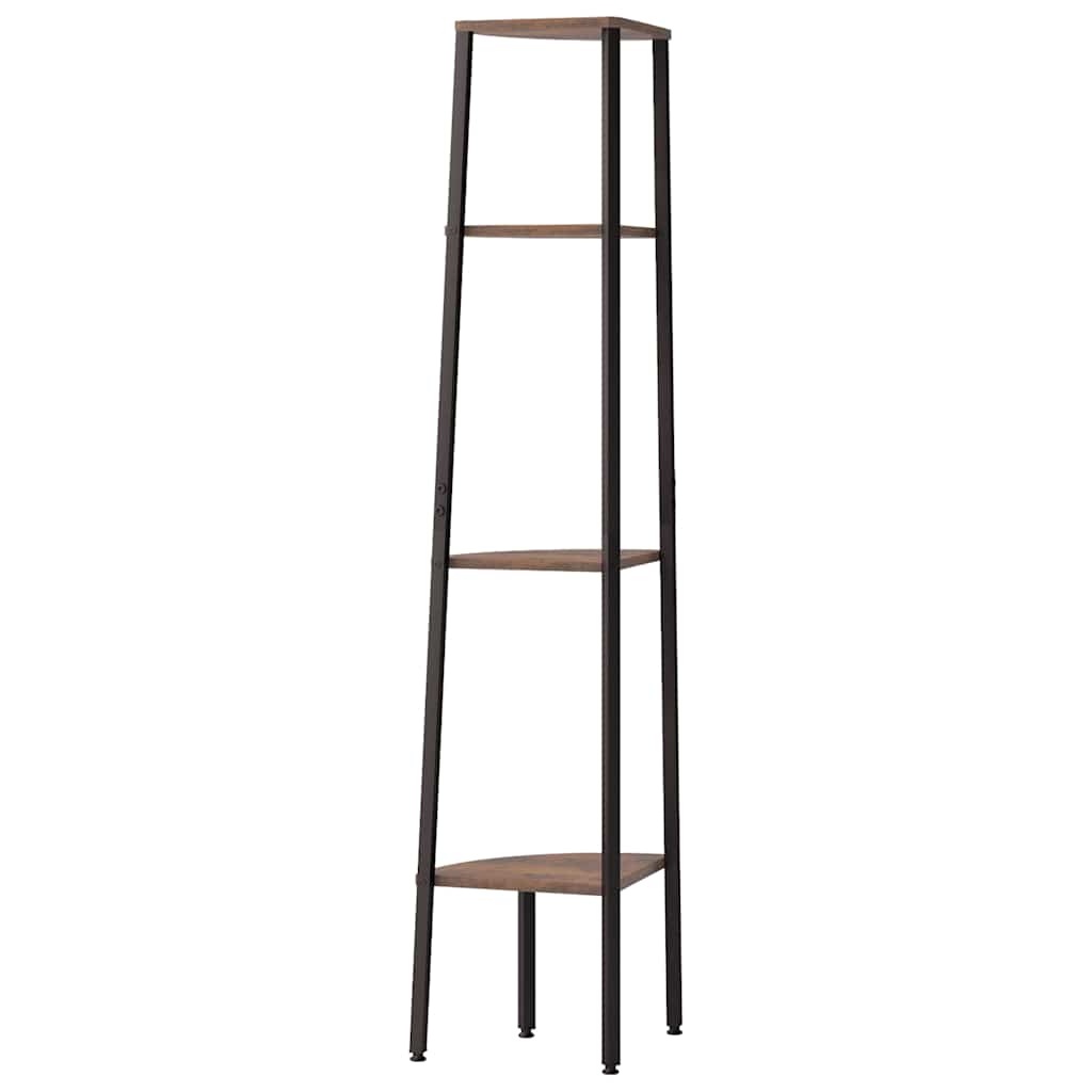 Scaffale angolare a 4 ripiani marrone scuro e nero 45,5x31,5x150 cm