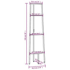 Scaffale angolare a 4 ripiani marrone scuro e nero 45,5x31,5x150 cm