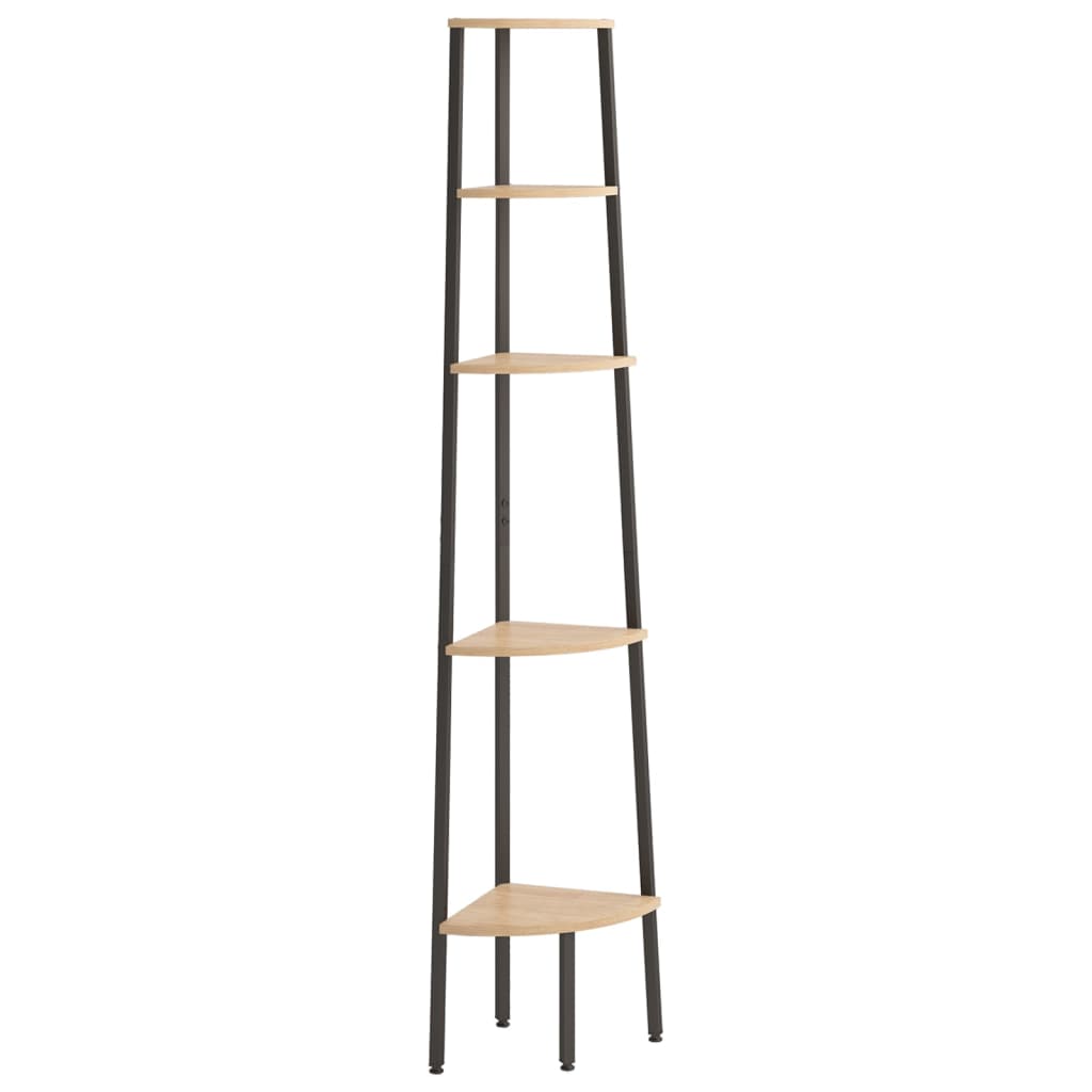 Scaffale Angolare 5 Livelli Marrone Chiaro Nero 45,5x31,5x180cm