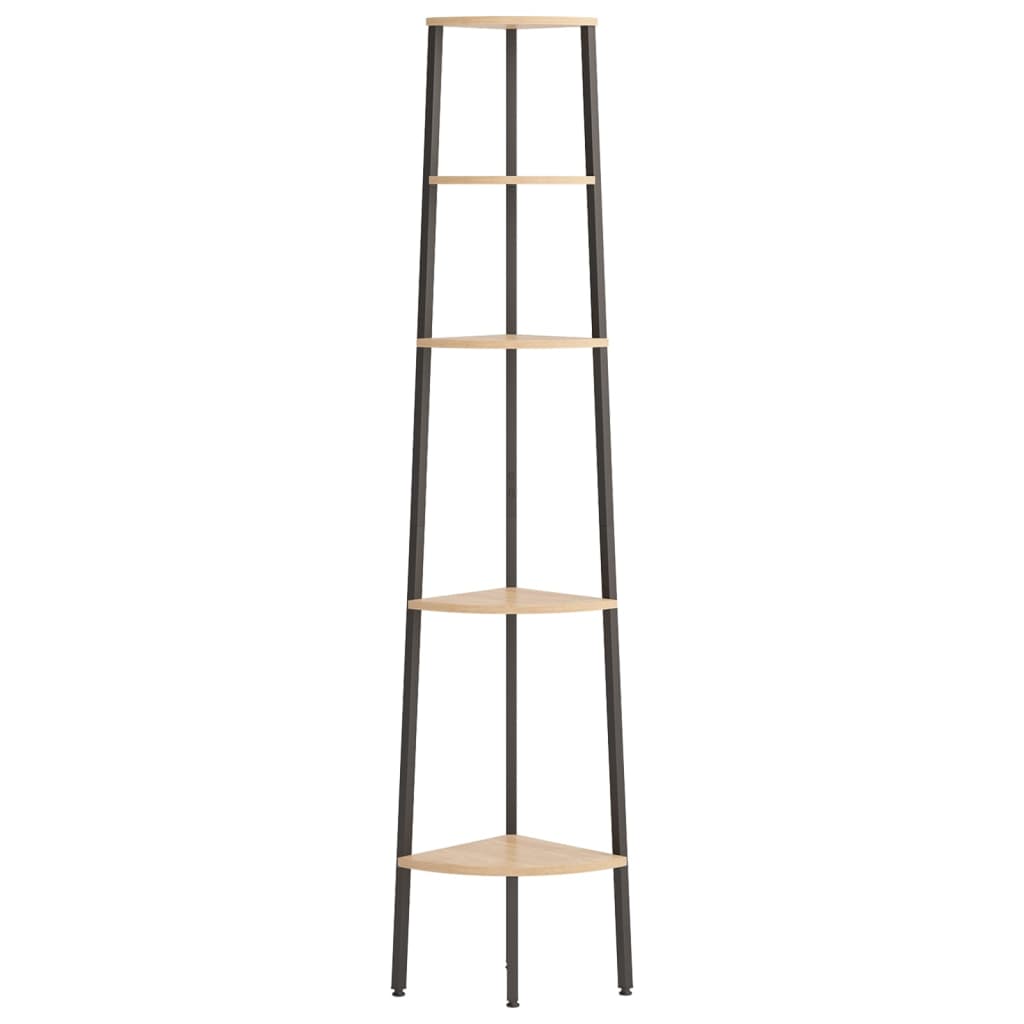 Scaffale Angolare 5 Livelli Marrone Chiaro Nero 45,5x31,5x180cm