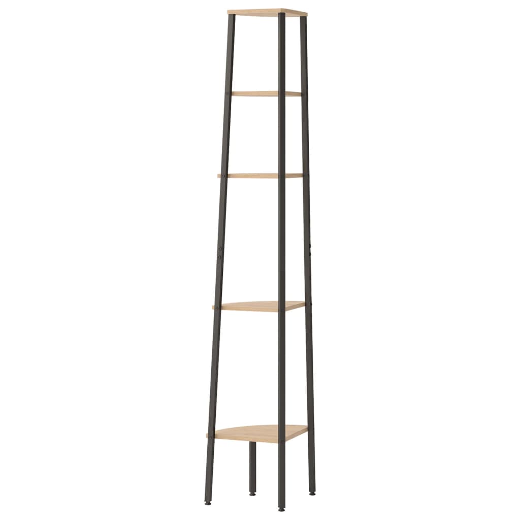 Scaffale Angolare 5 Livelli Marrone Chiaro Nero 45,5x31,5x180cm