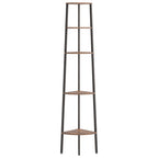 Scaffale Angolare 5 Livelli Marrone Scuro Nero 45,5x31,5x180 cm