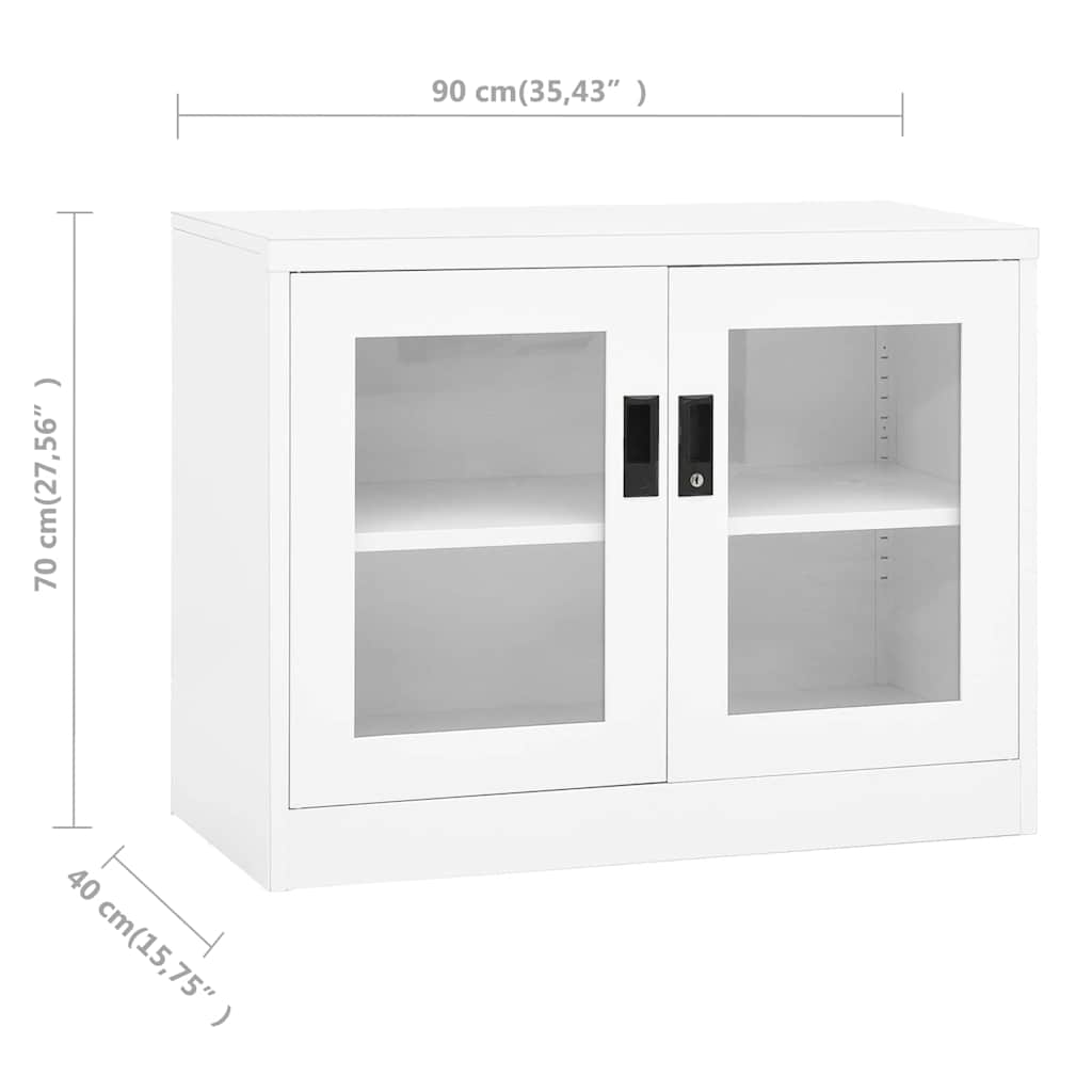 Armadio per Ufficio Bianco 90x40x70 cm in Acciaio