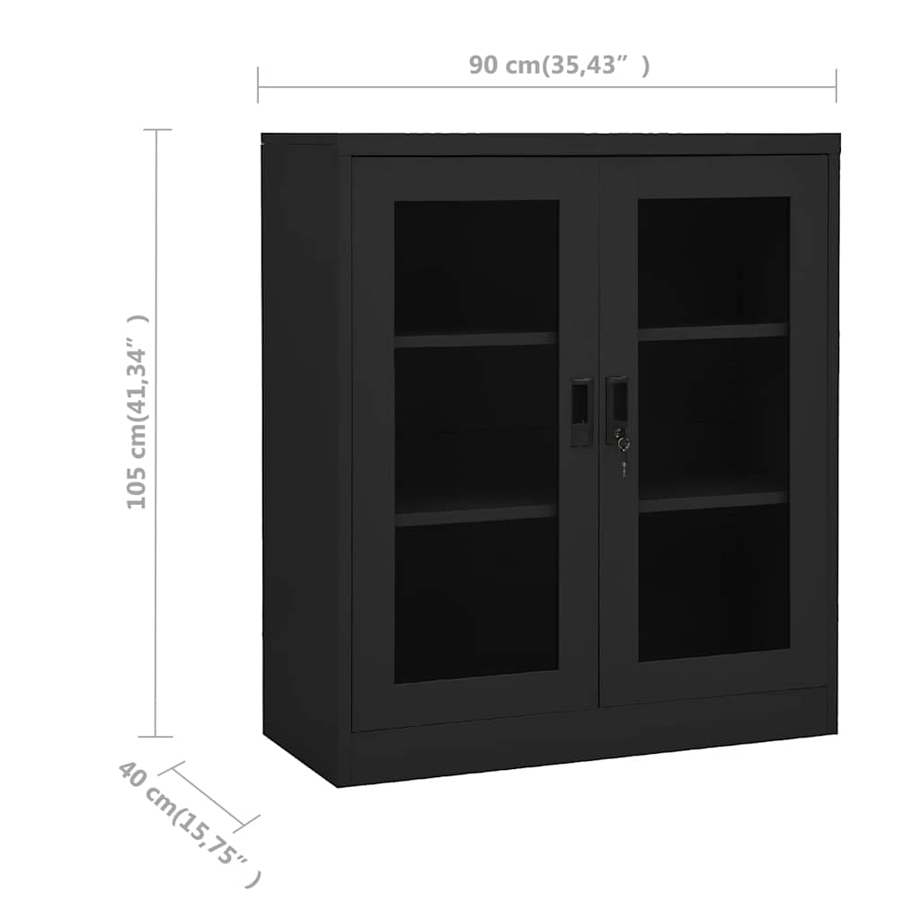 Armadio per Ufficio Antracite 90x40x105 cm in Acciaio