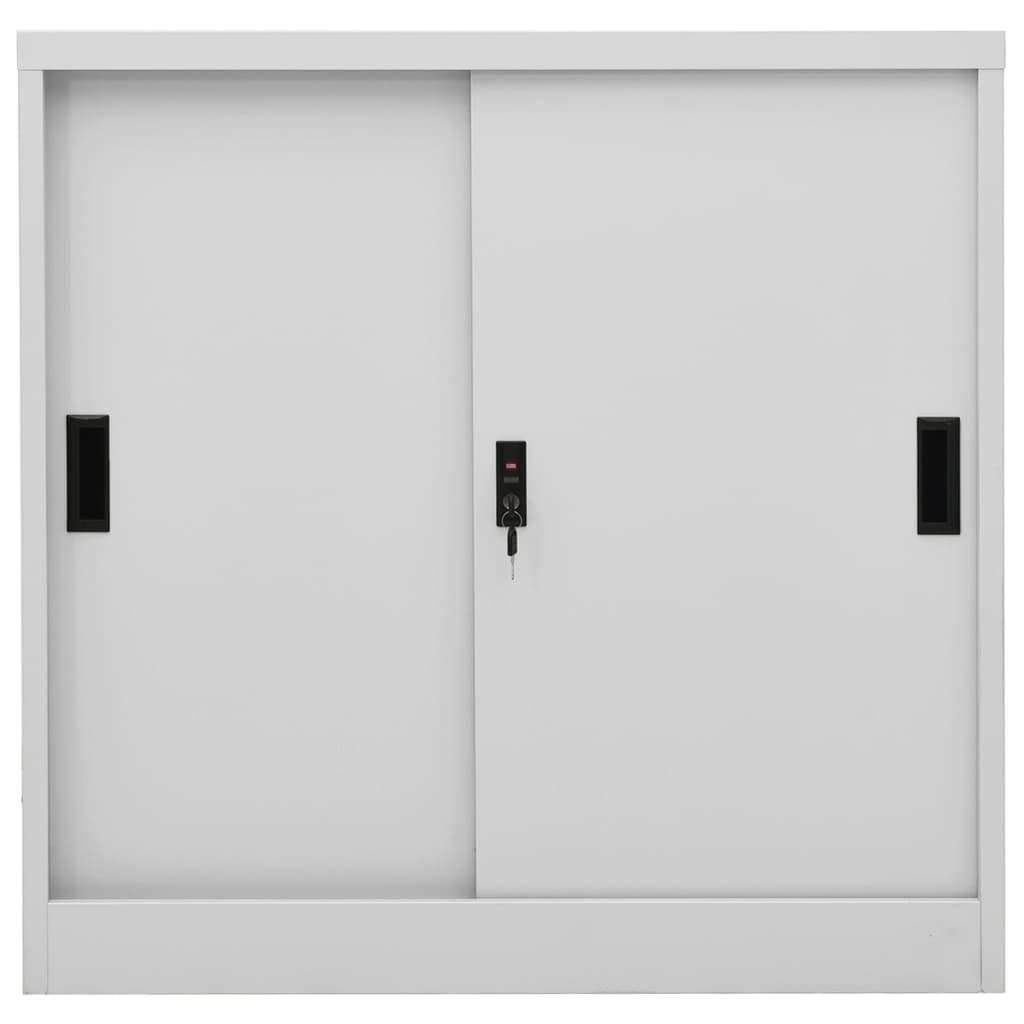 Armadio Ufficio Anta Scorrevole GrigioChiaro 90x40x90cm Acciaio