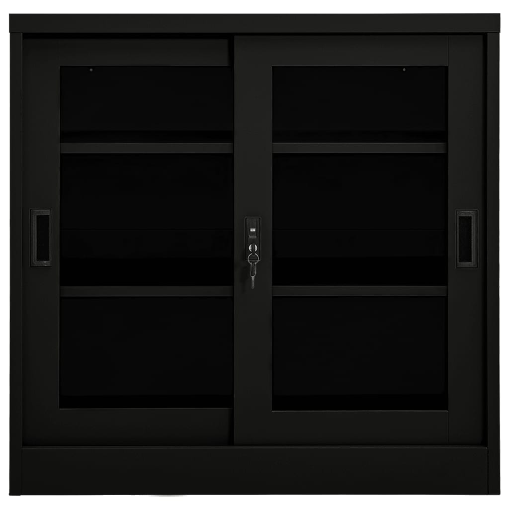 Armadio con Ante Scorrevoli Nero 90x40x90 cm in Acciaio