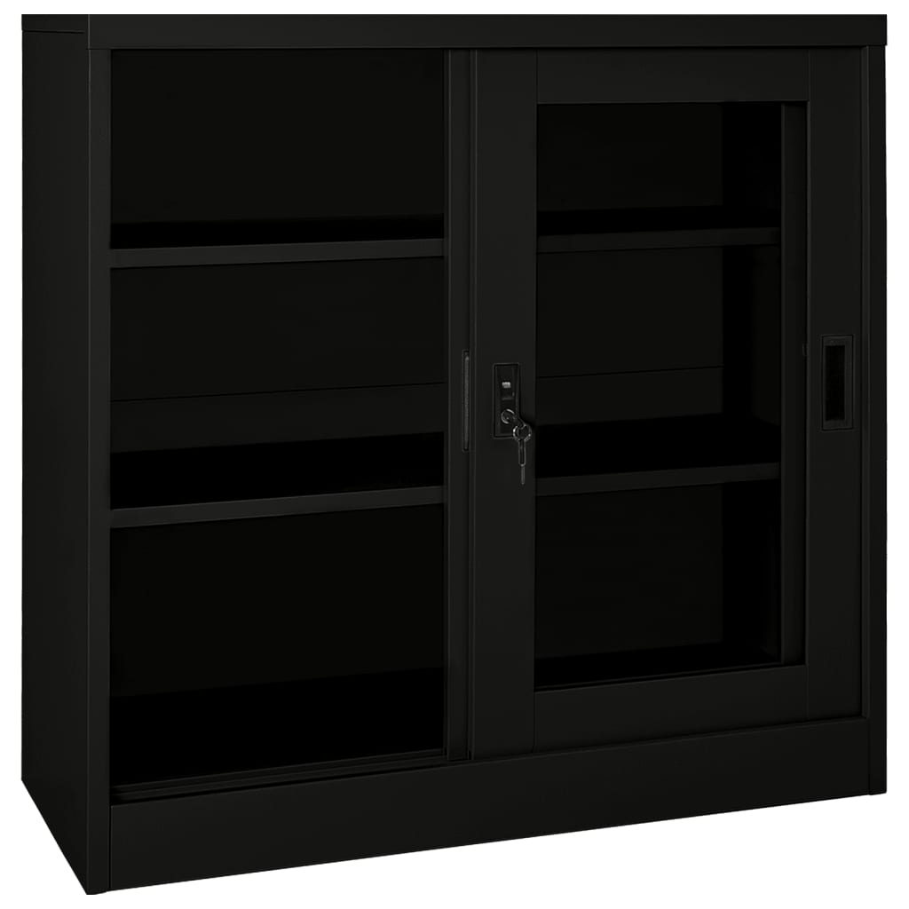 Armadio con Ante Scorrevoli Nero 90x40x90 cm in Acciaio