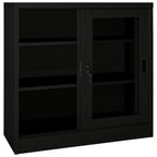 Armadio con Ante Scorrevoli Nero 90x40x90 cm in Acciaio