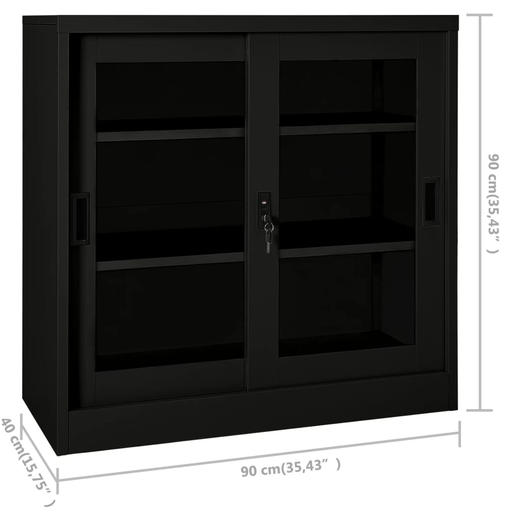 Armadio con Ante Scorrevoli Nero 90x40x90 cm in Acciaio