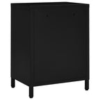 Comodino Nero 40x30x54,5 cm in Acciaio e Vetro