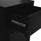 Comodino Nero 40x30x54,5 cm in Acciaio e Vetro