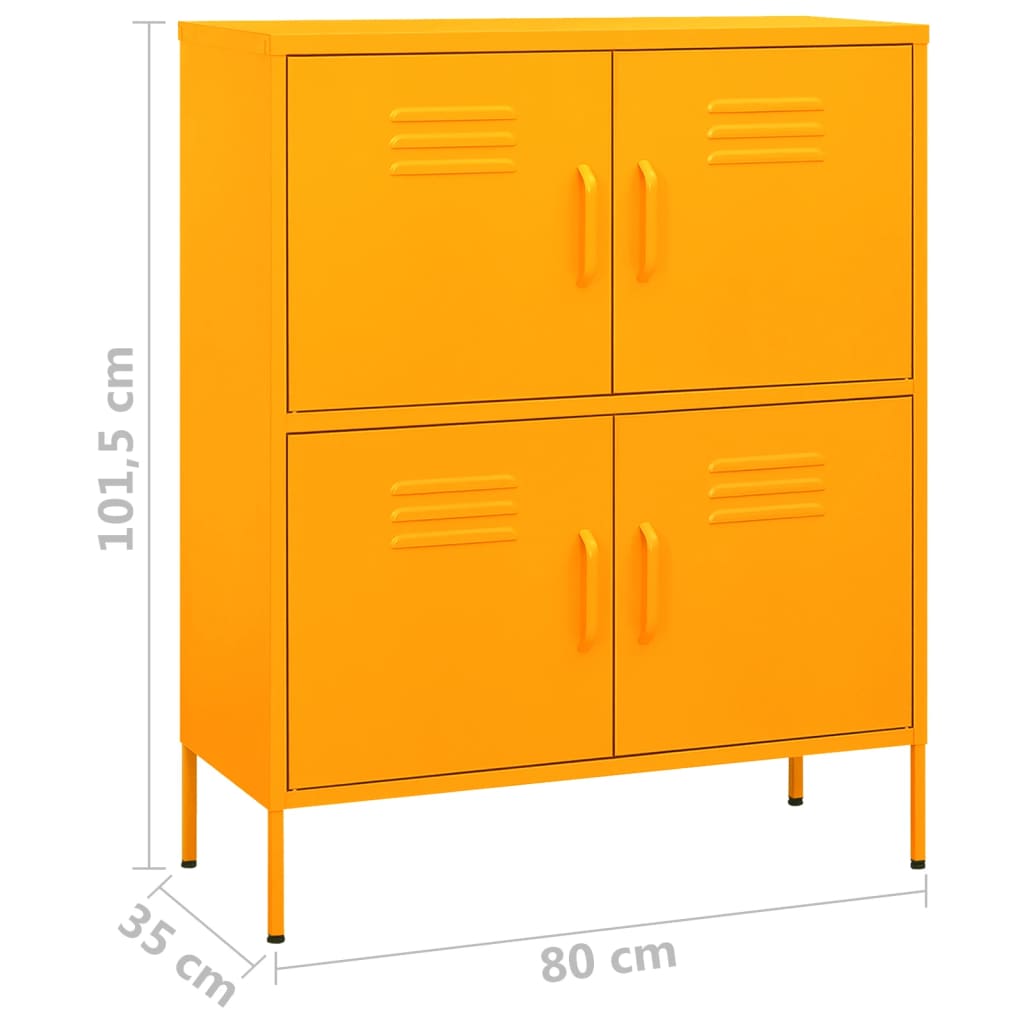 Armadietto Giallo Senape 80x35x101,5 cm in Acciaio