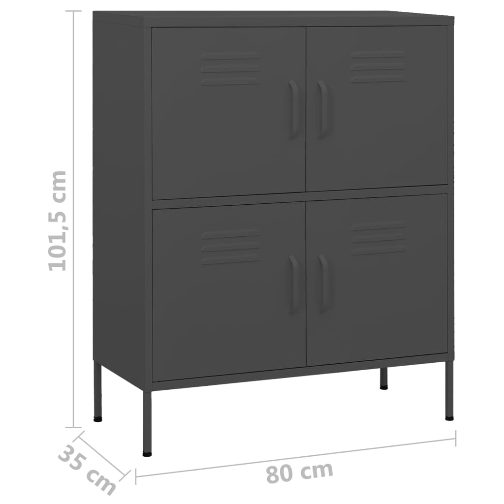 Armadietto Antracite 80x35x101,5 cm in Acciaio