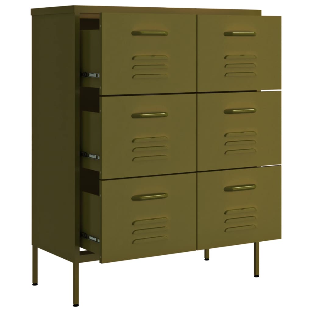 Cassettiera Verde Oliva 80x35x101,5 cm in Acciaio