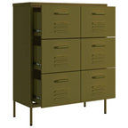 Cassettiera Verde Oliva 80x35x101,5 cm in Acciaio