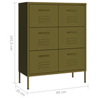 Cassettiera Verde Oliva 80x35x101,5 cm in Acciaio