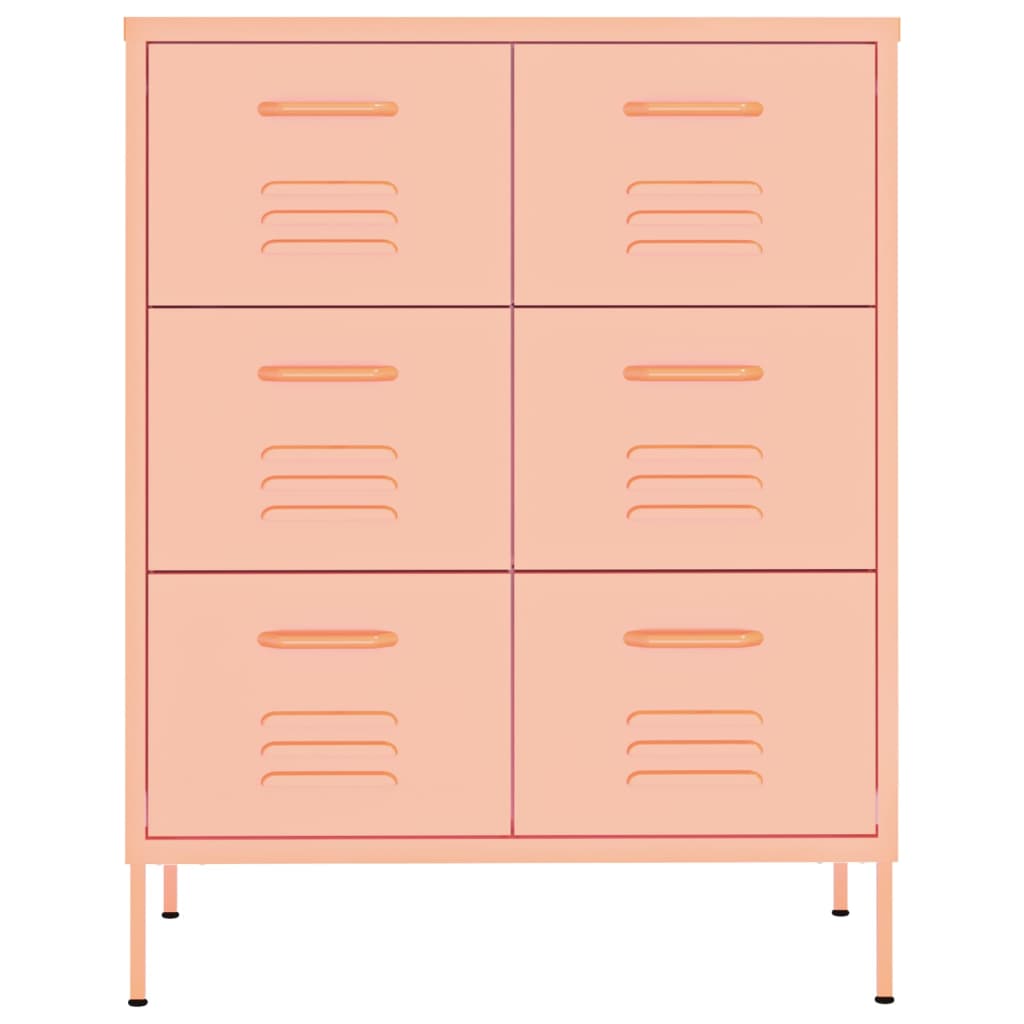Cassettiera Rosa 80x35x101,5 cm in Acciaio