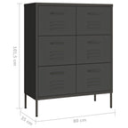 Cassettiera Antracite 80x35x101,5 cm in Acciaio