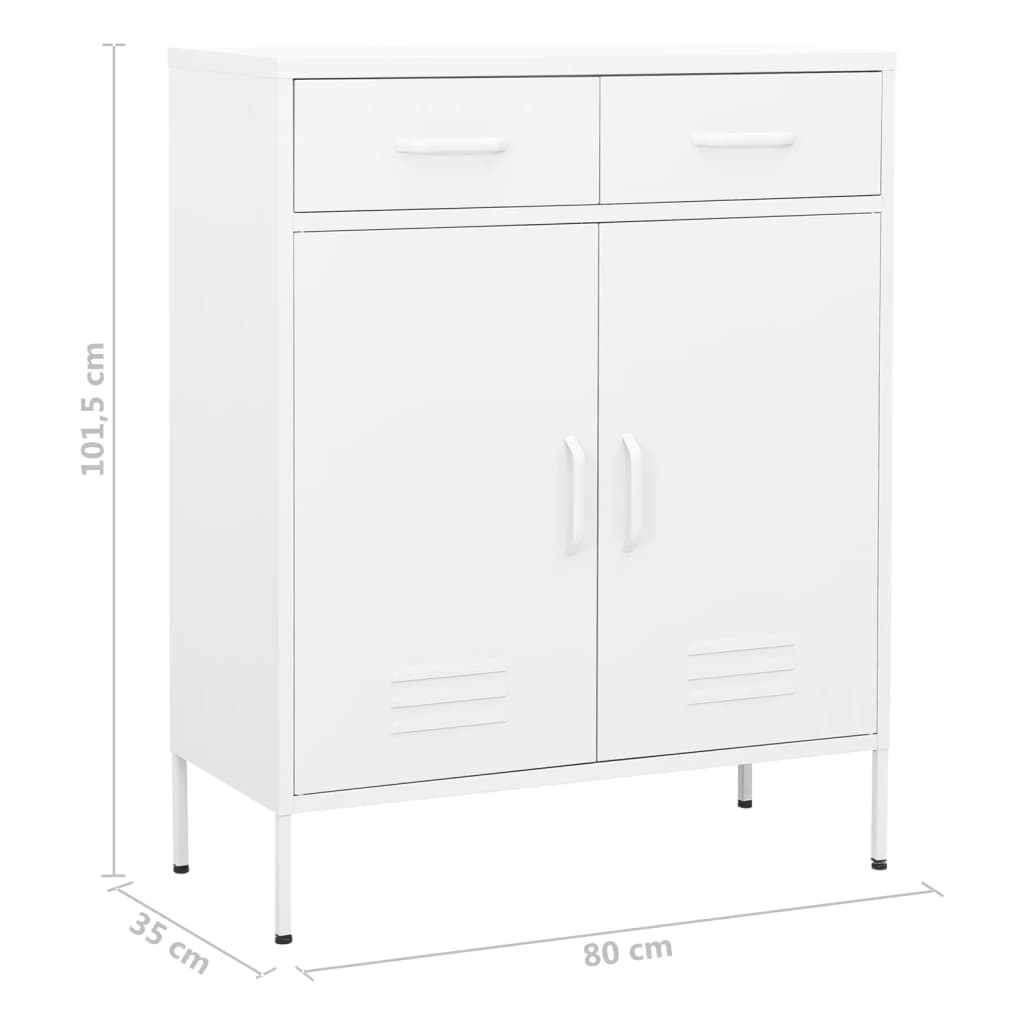 Armadietto Bianco 80x35x101,5 cm in Acciaio