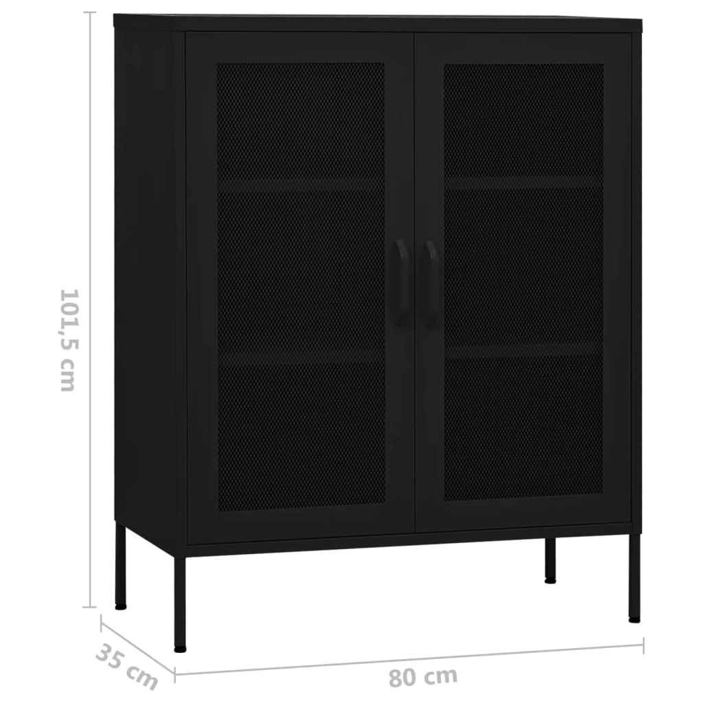 Armadietto Nero 80x35x101,5 cm in Acciaio