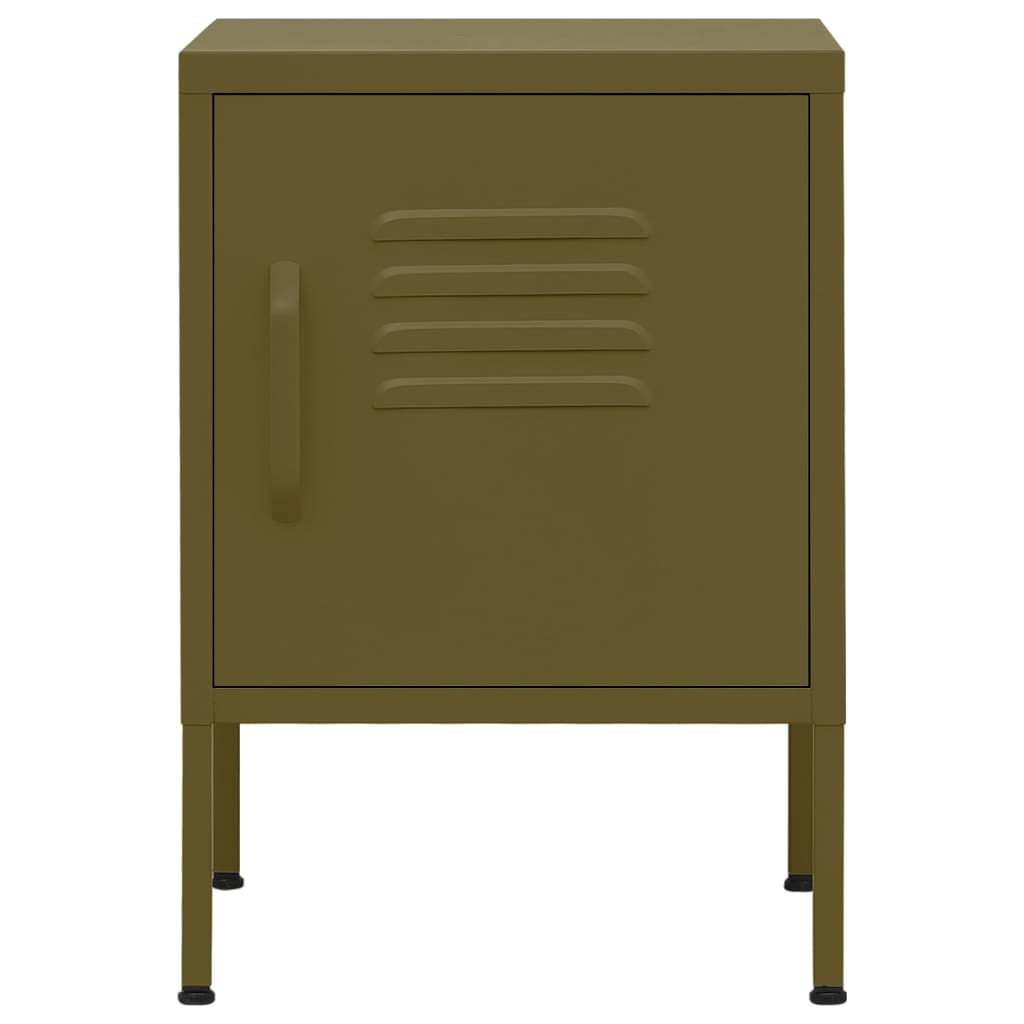 Comodino Verde Oliva 35x35x51 cm in Acciaio