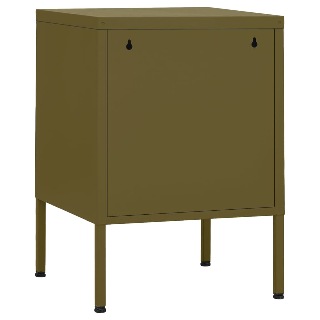 Comodino Verde Oliva 35x35x51 cm in Acciaio