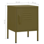 Comodino Verde Oliva 35x35x51 cm in Acciaio
