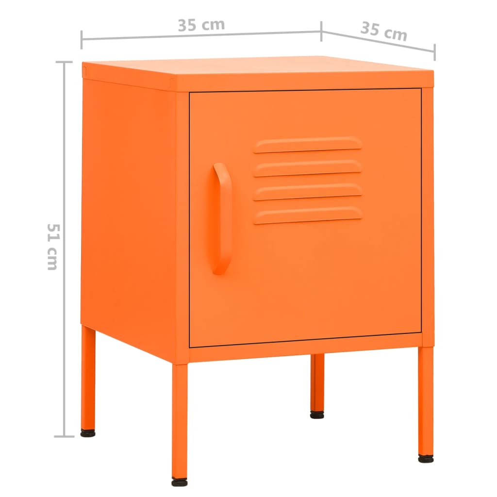 Comodino Arancione 35x35x51 cm in Acciaio