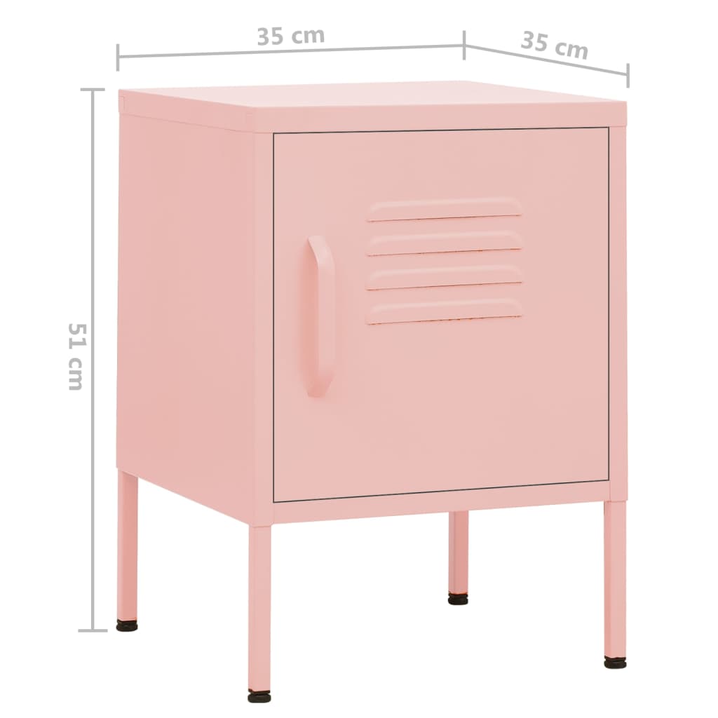 Comodino Rosa 35x35x51 cm in Acciaio