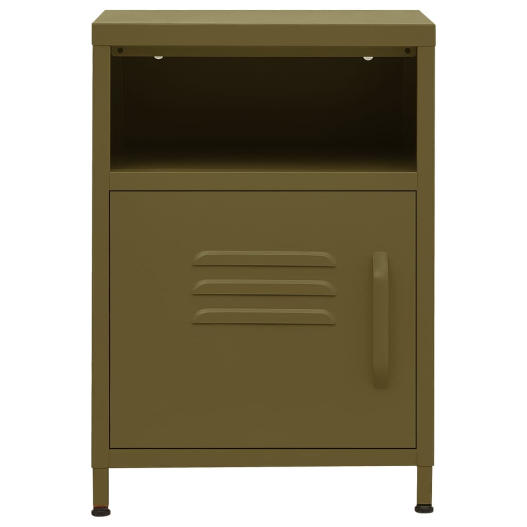 Comodino Verde Oliva 35x35x51 cm in Acciaio
