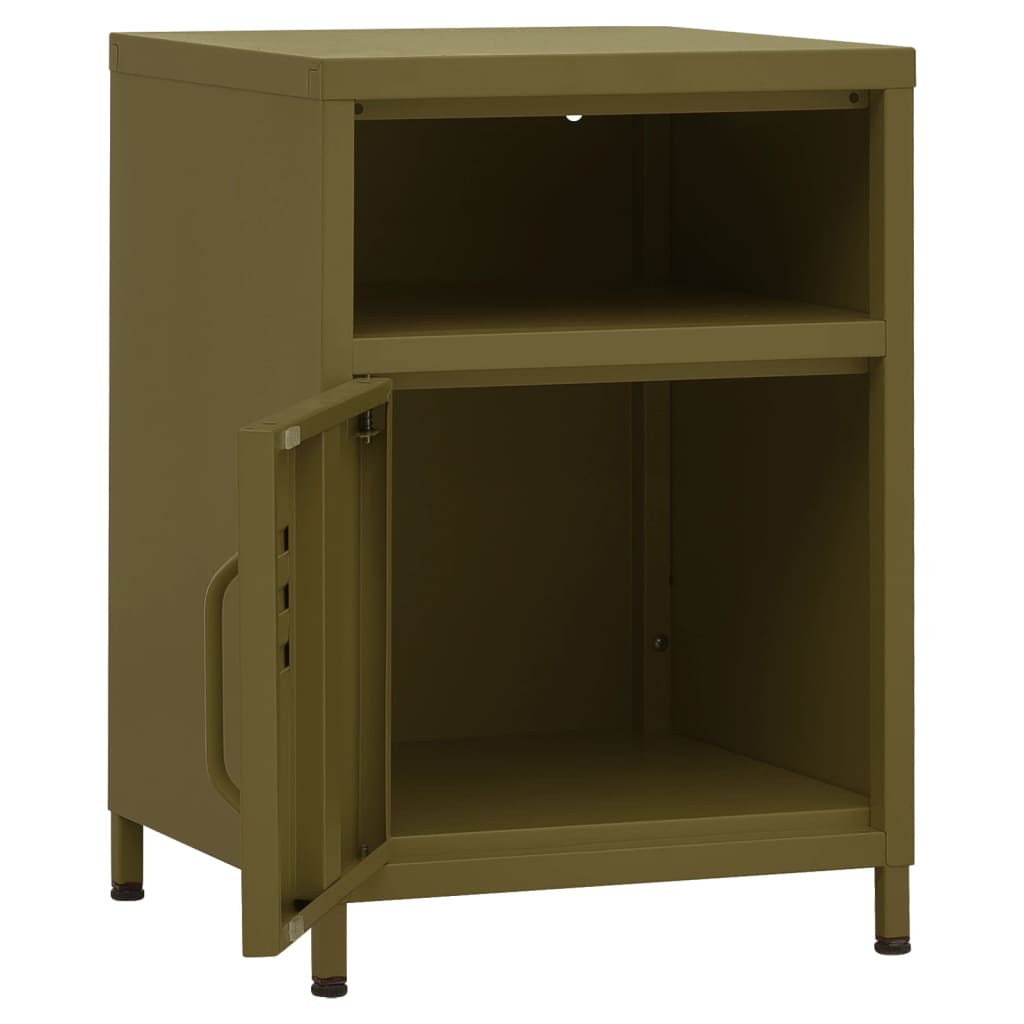 Comodino Verde Oliva 35x35x51 cm in Acciaio